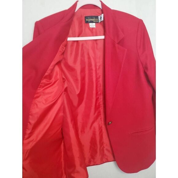 Requirements Vintage Women's Petite 100% Wool Single Button Red Blazer Old Money - Picture 10 of 10